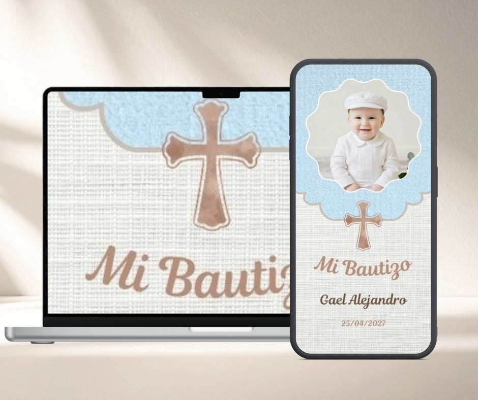 Invitación Digital Bautizo - Modelo Lino