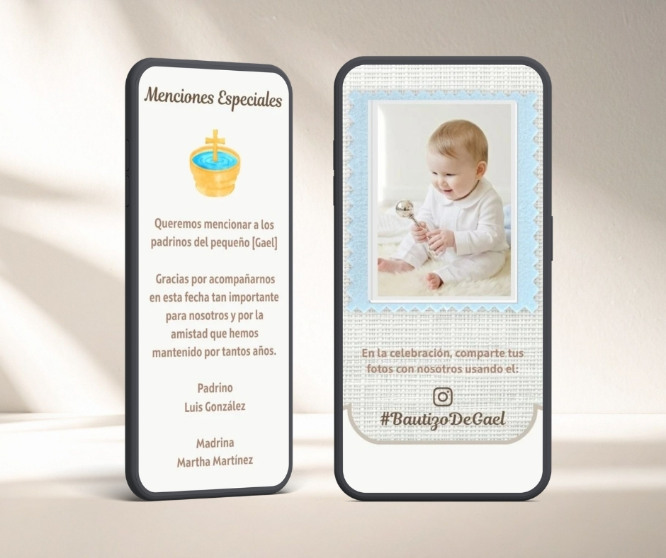 Invitación Digital Bautizo - Modelo Lino - Imagen 2